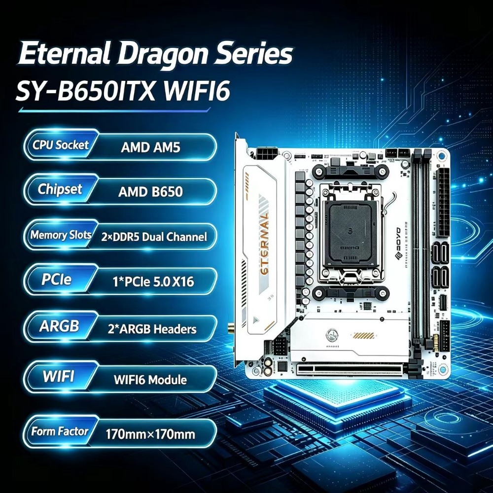 B650 Itx Motherboard Wifi - SY-B650ITX WIFI6, Papan Induk Mini AMD,