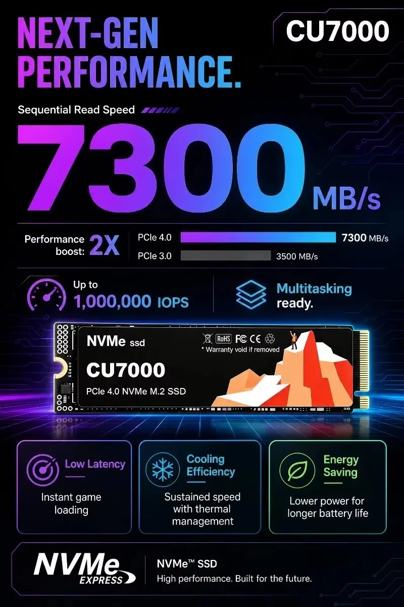 CU7000 SSD M.2 NVMe, Penyimpan - M.2 Nvme 4Tb Pcie 4.0 Ssd ulasan dan harga
