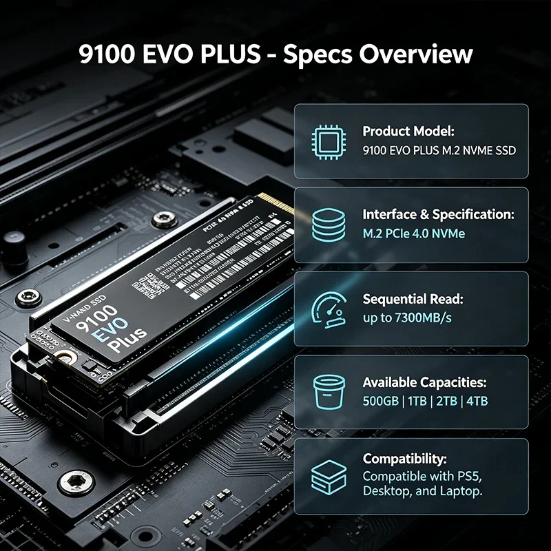 9100 EVO PLUS M.2 NVMe SSD, mu - M.2 Nvme 4Tb Pcie 4.0 Ssd ulasan dan harga